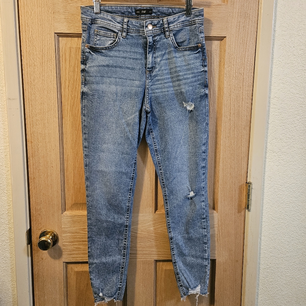 Size 8 F & F Blue Distressed Jeans